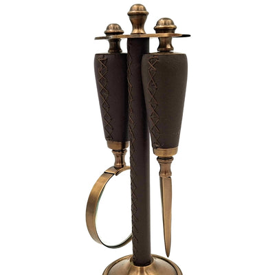 Elegant Office Set Made of Brass and Leather