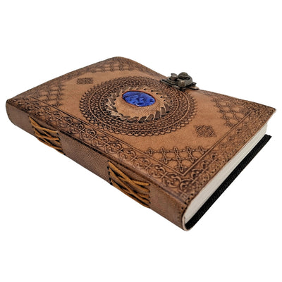 Retro Leather Notebook with Stone - Buffalo Leather - AH16