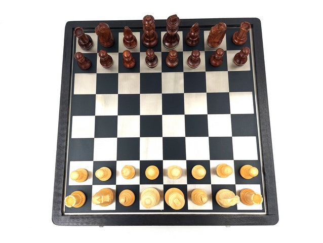 Wood and Metal Chess Set 33x33cm - G334B
