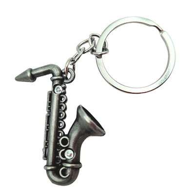 Metal Saxophone Keychain in Silver Color