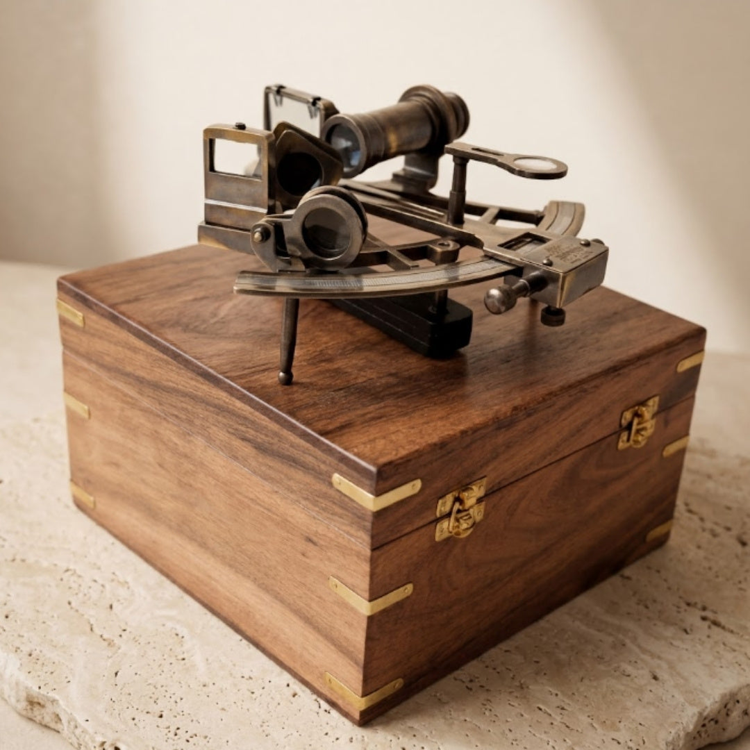 Brass Sextant in a Wooden Box – Replica - NC1517