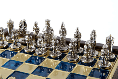 Elegant Premium Brass Chess Set 20x20cm Byzantium with Personalized Engraving - Ideal Gift for Chess Players and History Enthusiasts - Handcrafted Pieces with Gold and Silver Finish