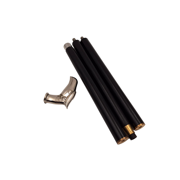 Foldable Wooden Cane with Eagle Head - Elegant Gift with Personalized Engraving Option, Length 91.5 cm, Black with Silver and Brass Handle