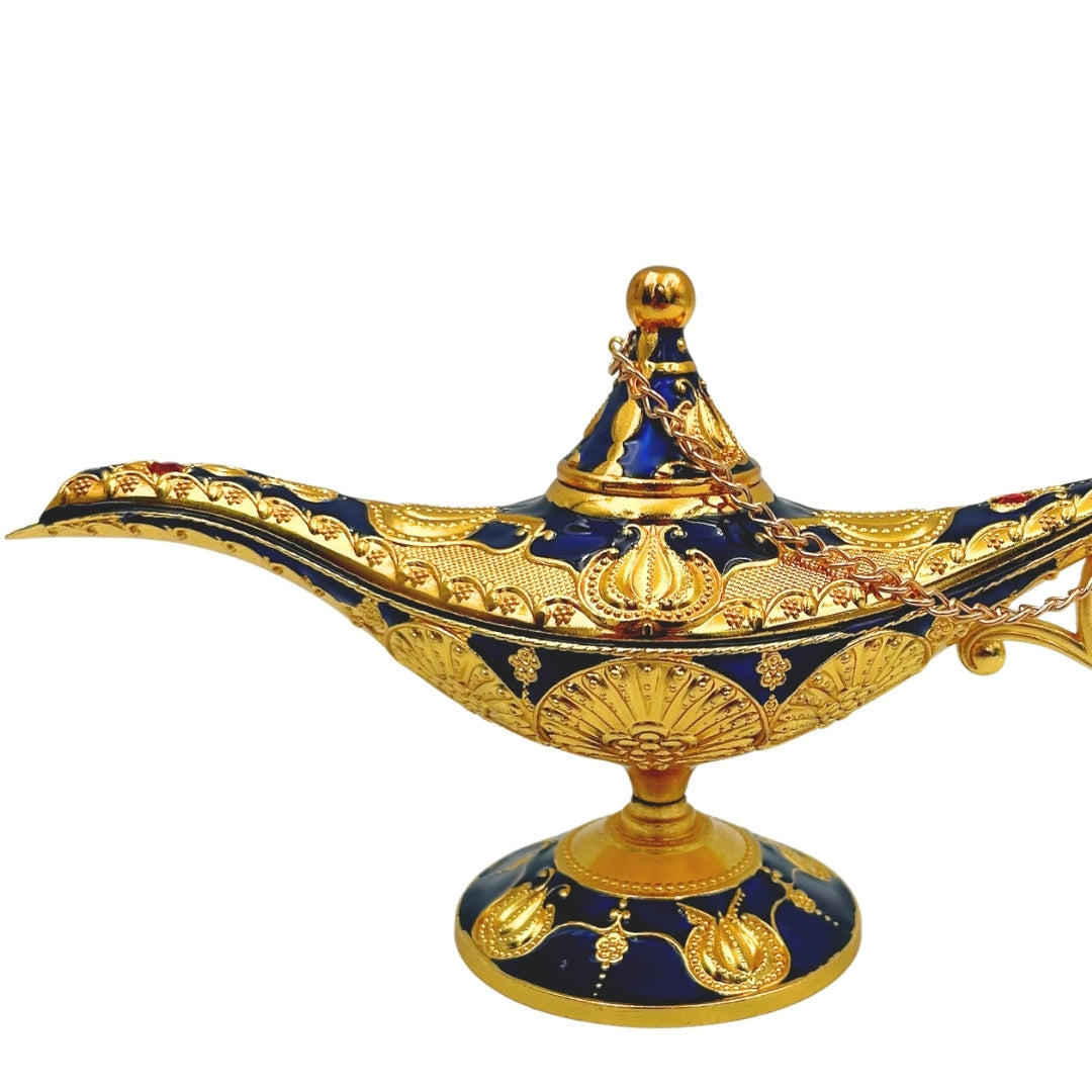 Alladin's Lamp LABB with metal decorations in gold color, dark navy blue, 22 x 7 x 11 cm