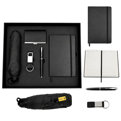 Elegant Premium Business Gift Set - Leather Notebook Umbrella Business Card Holder Pen Keychain - EE15