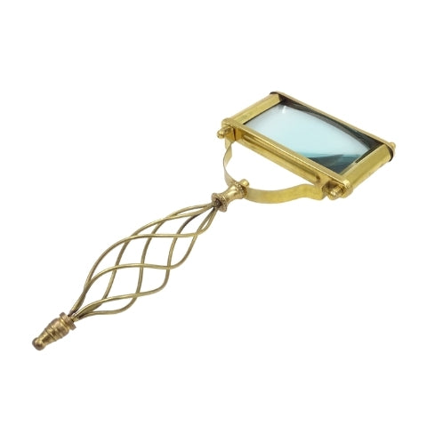 Large Rectangular Brass Magnifying Glass 3.5x Magnification - 70718