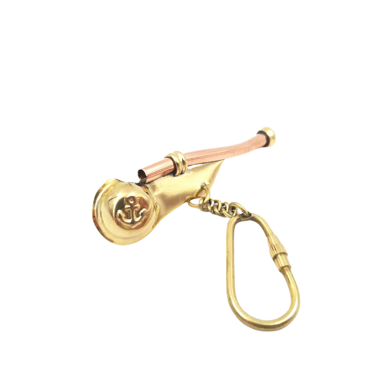 Brass Boatswain's Whistle Keychain - KRT28B
