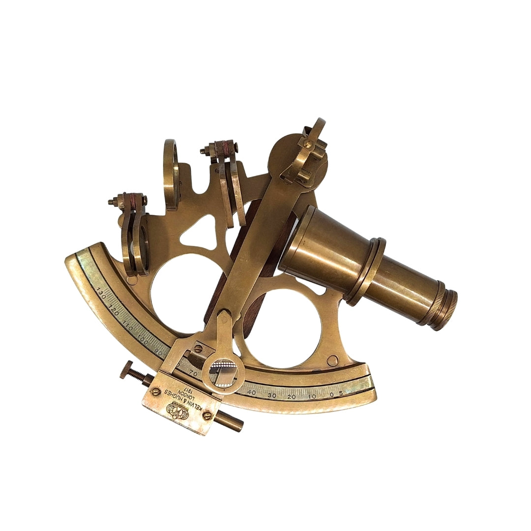 Large Brass Sextant in an Elegant Wooden Box with Custom Engraving
