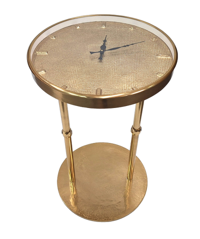 Gold Glamour Metal Table with Clock – Beautiful Decoration – 1056A