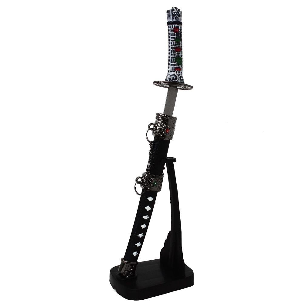 Personalized Samurai Sword-Shaped Letter Opener with Engraving, on a Stand, 21 cm High