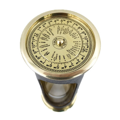 5-Minute Hourglass with World Clock and Perpetual Calendar in a Leather Case - STPL133/6