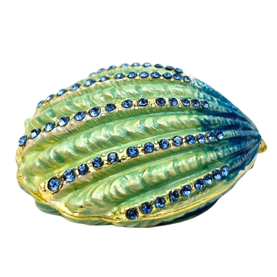 Small Jewelry Trinket Box Decorated with Crystals – Seashell – HX068