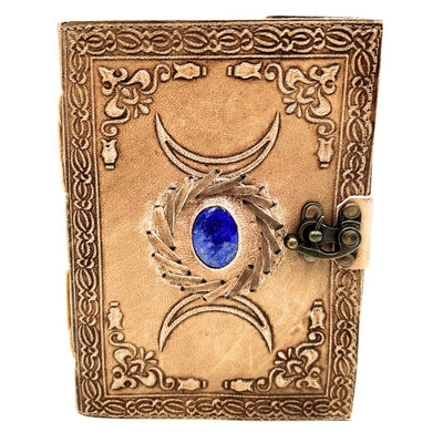 Retro Leather Notebook with Stone and Moon Phases – 200 Pages 150 GSM – H076