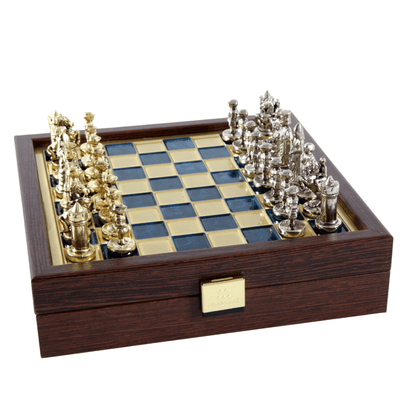 Elegant Premium Brass Chess Set 20x20cm Byzantium with Personalized Engraving - Ideal Gift for Chess Players and History Enthusiasts - Handcrafted Pieces with Gold and Silver Finish