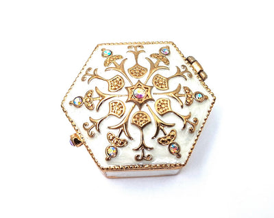 Richly Decorated Metal Gift Box with Crystals - B0035-08WH