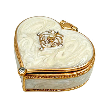 Exclusive Heart Jewelry Trinket Box with Crystals - B0767-06WH