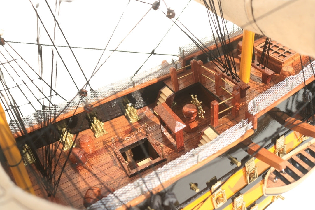 Assembled 80cm HMS Victory sailing ship model with the option of personalization by engraving - Exclusive gift decoration, handmade from exotic wood, high quality and attention to detail