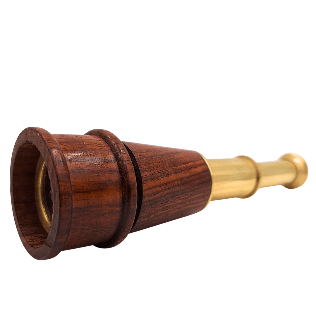 Brass and Wooden Spyglass on an Elegant Wooden Base – Retro Decoration – CER029