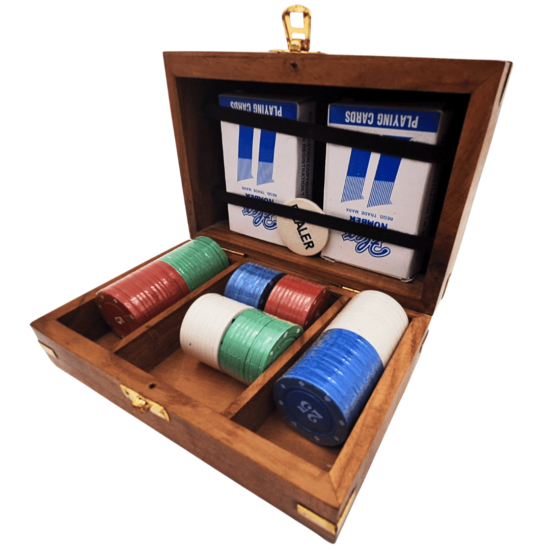 Elegant Poker Set in a Wooden Box – 100 Chips - DNU-102