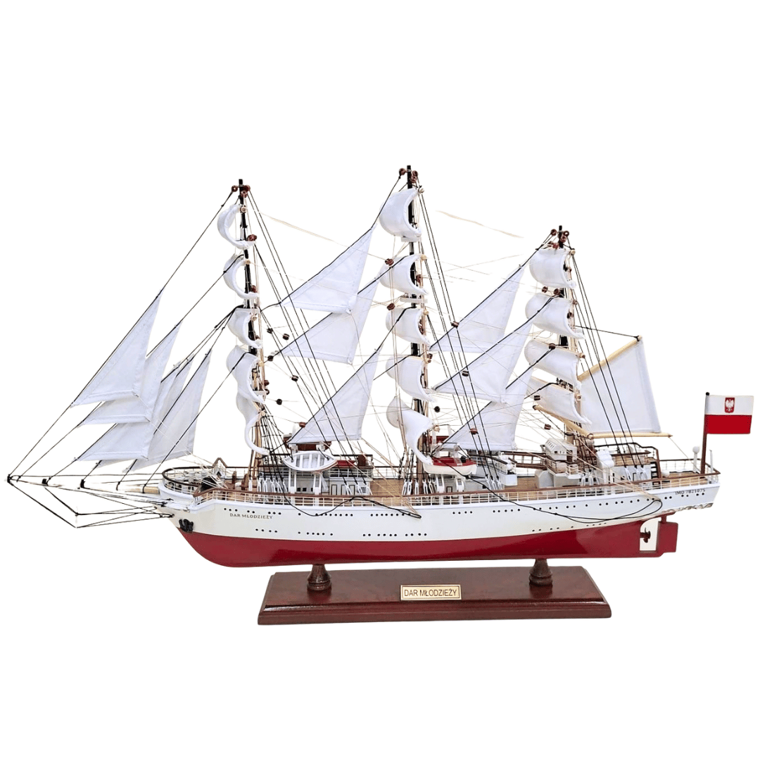 Exclusive XXL 71 cm Dar Młodzieży sailing ship model, with the option of personalization by engraving