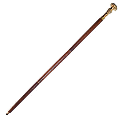 Elegant Folding Walking Cane with Brass Handle - Brown Wooden Cane with Engraving Option - Perfect Gift for Seniors with Retro Styling - Maximum Length 96 cm