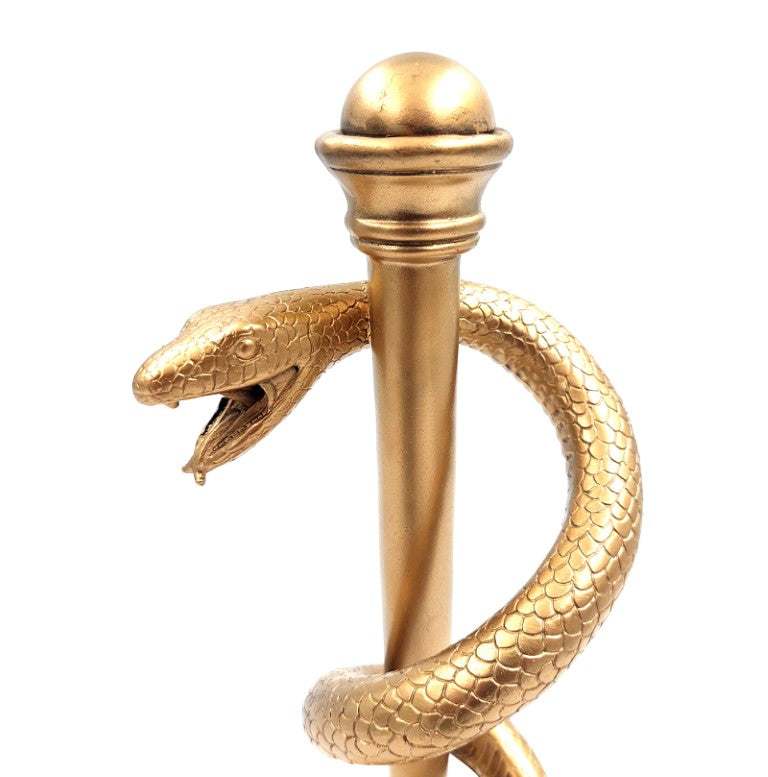 Golden Rod of Asclepius 30cm - Gift for a Doctor, Resin - MC-9634G