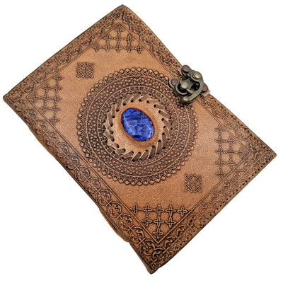 Retro Leather Notebook with Stone - Buffalo Leather - AH16