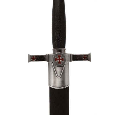 Decorative Templar Dagger with Scabbard and Engraving - Stainless Steel Replica, 40 cm