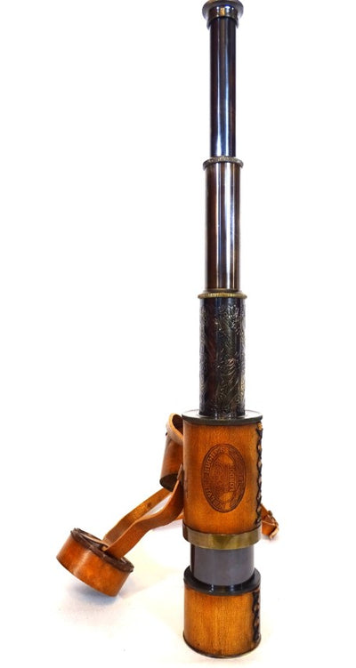 Retro Brass Leather Spyglass with Strap - Replica - NC1596