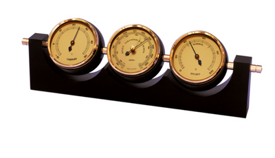 Exclusive Fischer Weather Station - Barometer Hygrometer Thermometer - Brass Mahogany – 7894-22