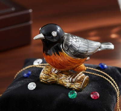 Unique Metal Box Decorated with Crystals - Bird - B0192-02