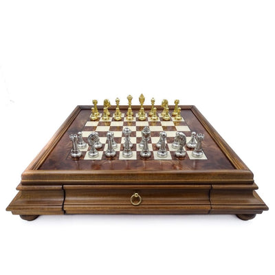 Large Exclusive Italfama Chess Set Made of Gold-Plated Metal 53x53 cm – N137