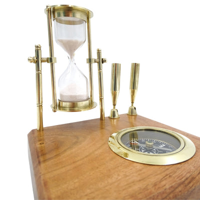 Retro Desk Set - Hourglass, Compass, and Pen Holders - NC2618OP