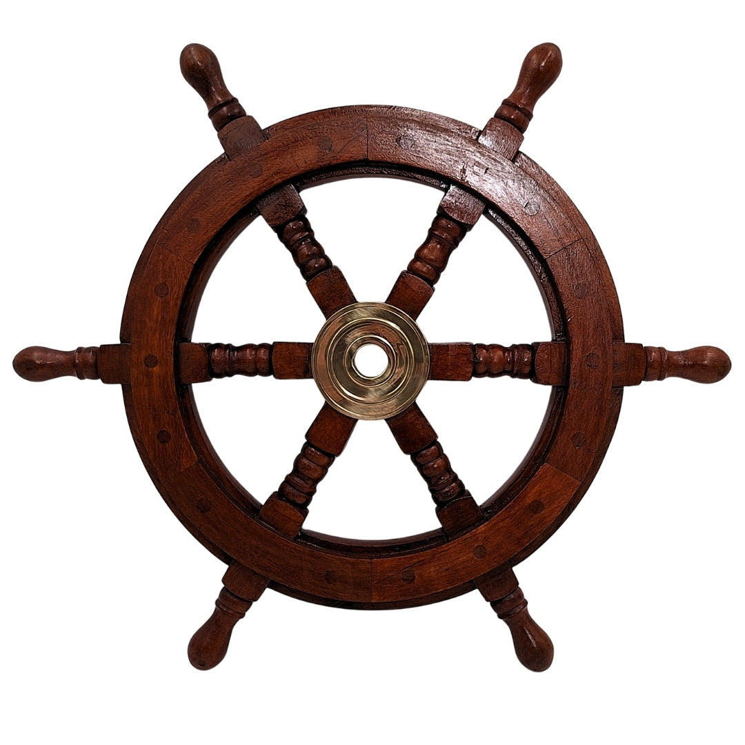 Wooden Steering Wheel – 45 cm - Retro Nautical Decoration - NC1402A