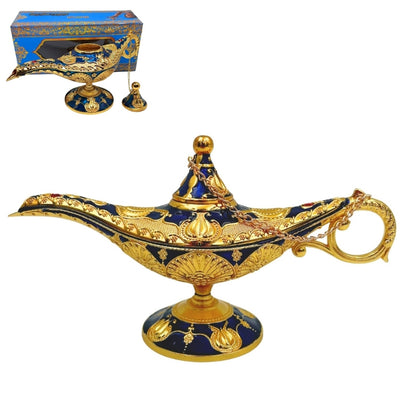 Alladin's Lamp LABB with metal decorations in gold color, dark navy blue, 22 x 7 x 11 cm
