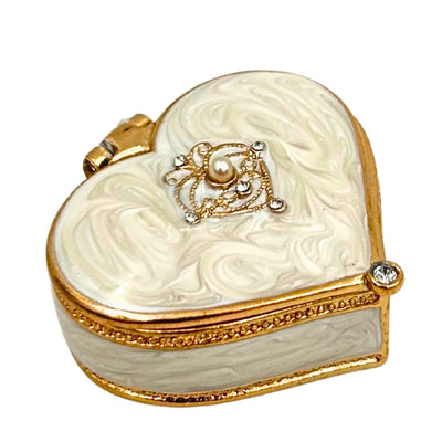 Exclusive Heart Jewelry Trinket Box with Crystals - B0767-06WH