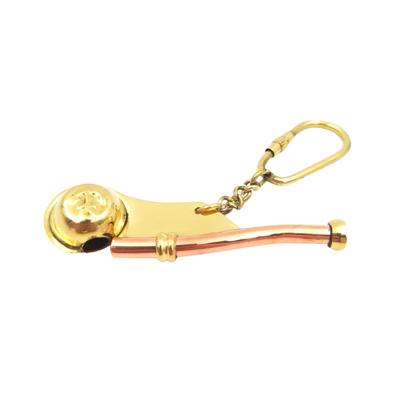 Brass Boatswain's Whistle Keychain - KRT28B