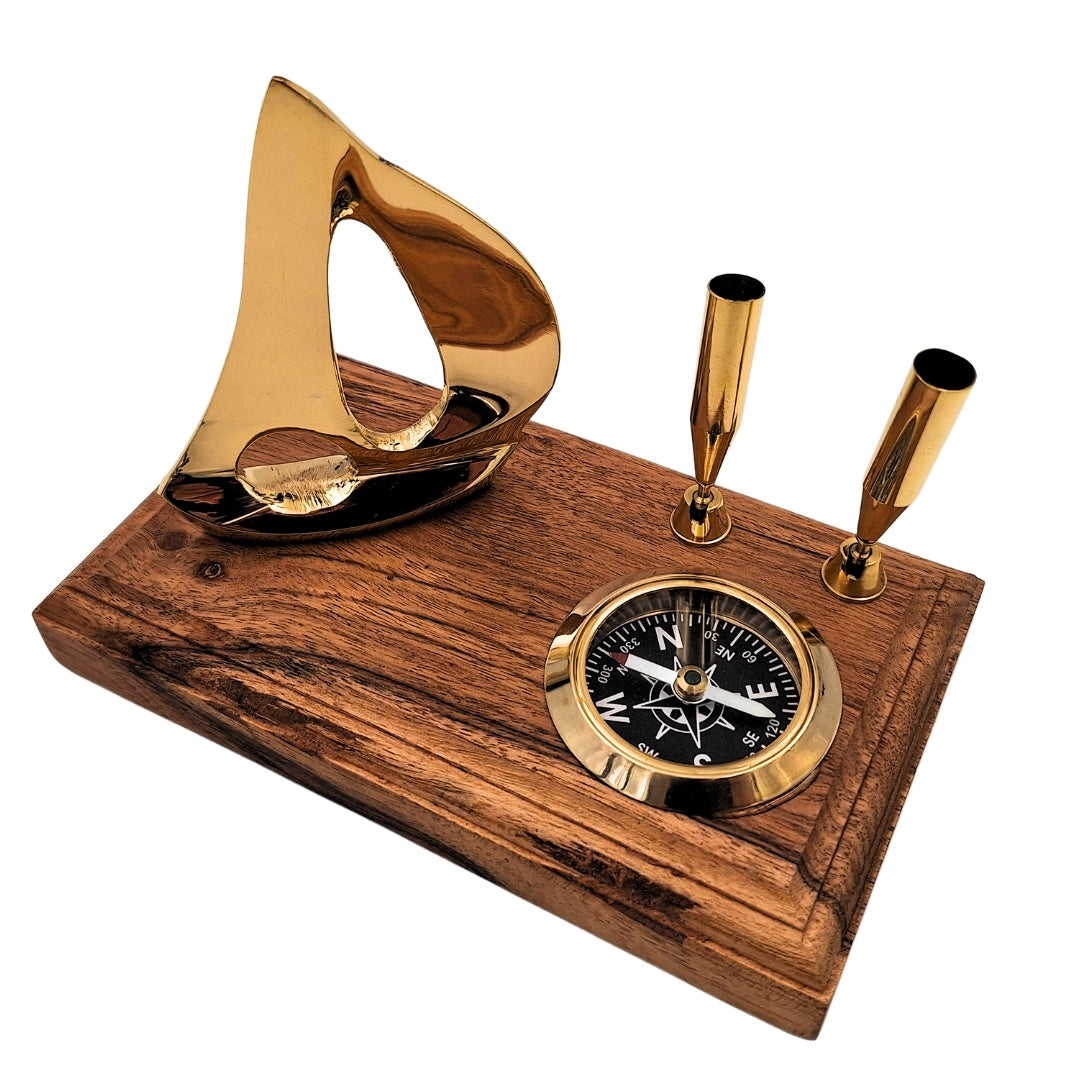 Elegant desk set - Yacht and compass - Elegant nautical gift - BCPH103