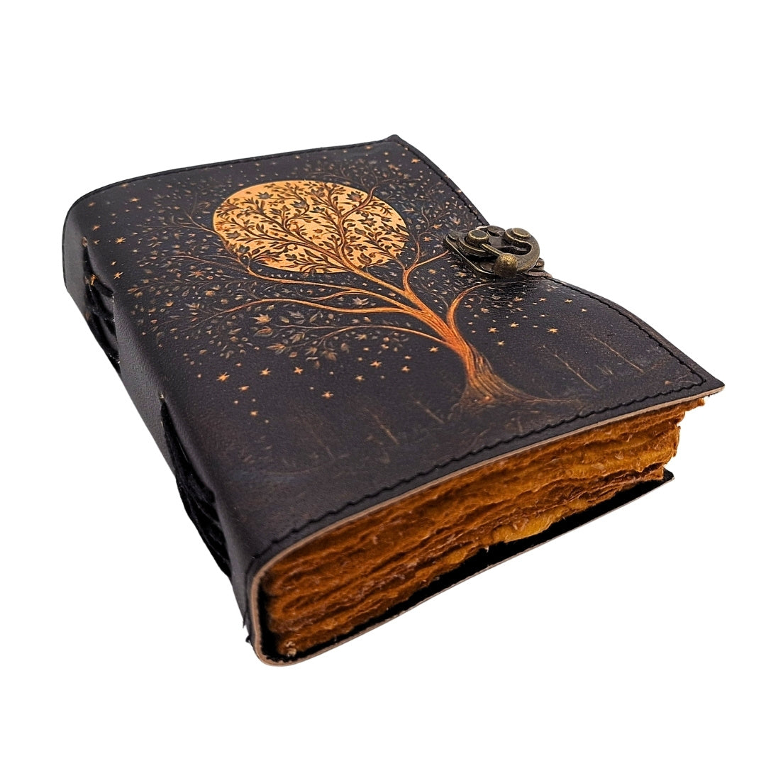 Vintage Retro Leather Notebook Tree and Moon 200 Pages – AH08