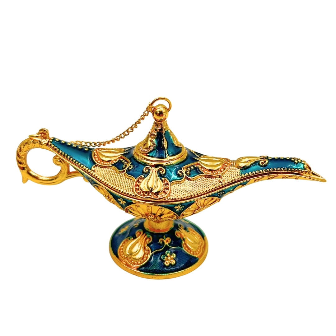 Decorative Aladdin's Lamp Metal Navy Blue and Gold 12cm - LAB12