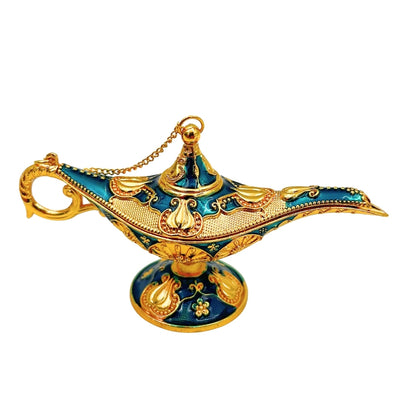 Decorative Aladdin's Lamp Metal Navy Blue and Gold 12cm - LAB12