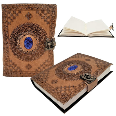 Retro Leather Notebook with Stone - Buffalo Leather - AH16