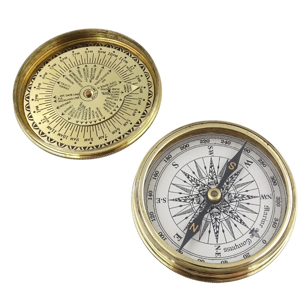 Brass Compass with 40-Year Calendar and Engraving Option