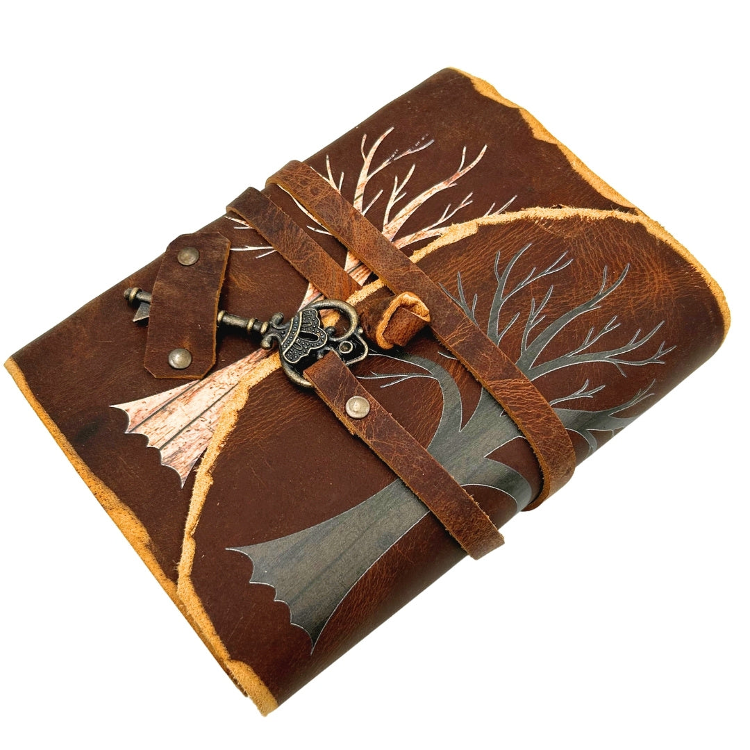 Vintage Leather Notebook 200 Pages with Key – Tree of Life – H006