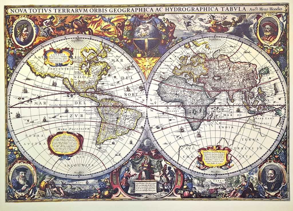 Map of the World 1630 - J. Hondius reprint - M1630 - Gift for a Historian