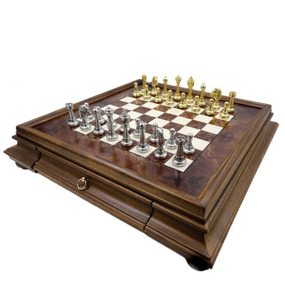 Large Exclusive Italfama Chess Set Made of Gold-Plated Metal 53x53 cm – N137