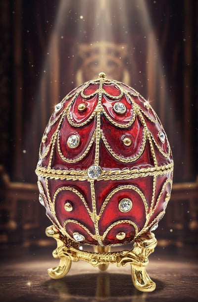 Exclusive Metal Casket with Crystals - Fabergé Egg - B0748-17 RD