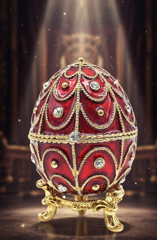Exclusive Metal Casket with Crystals - Fabergé Egg - B0748-17 RD