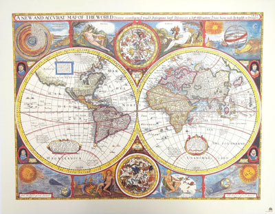 Retro World Map - 52 x 39 cm - John Speed 1651 - M1651