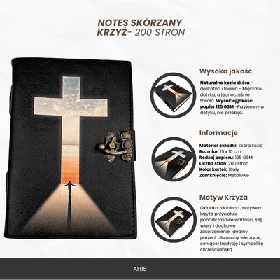 Leather Notebook Religious Cross - 200 pages - AH15